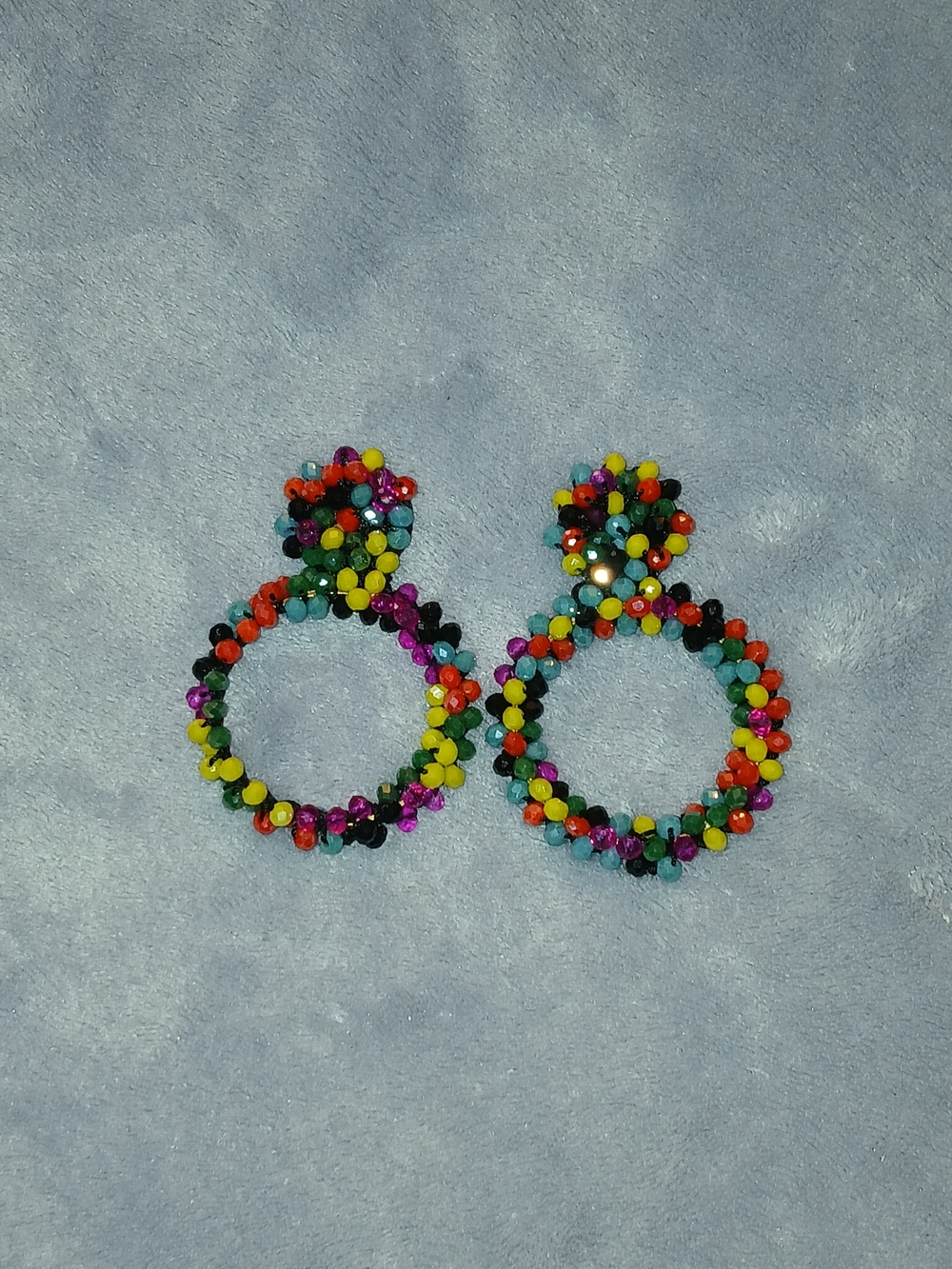 Colorful Multicolor Beaded Hoop Earrings for Women